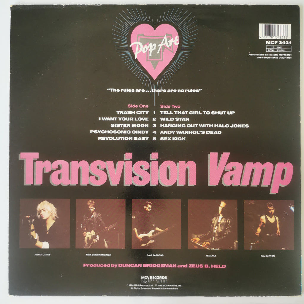 Transvision Vamp Pop Art Vinyl LP Record 1988