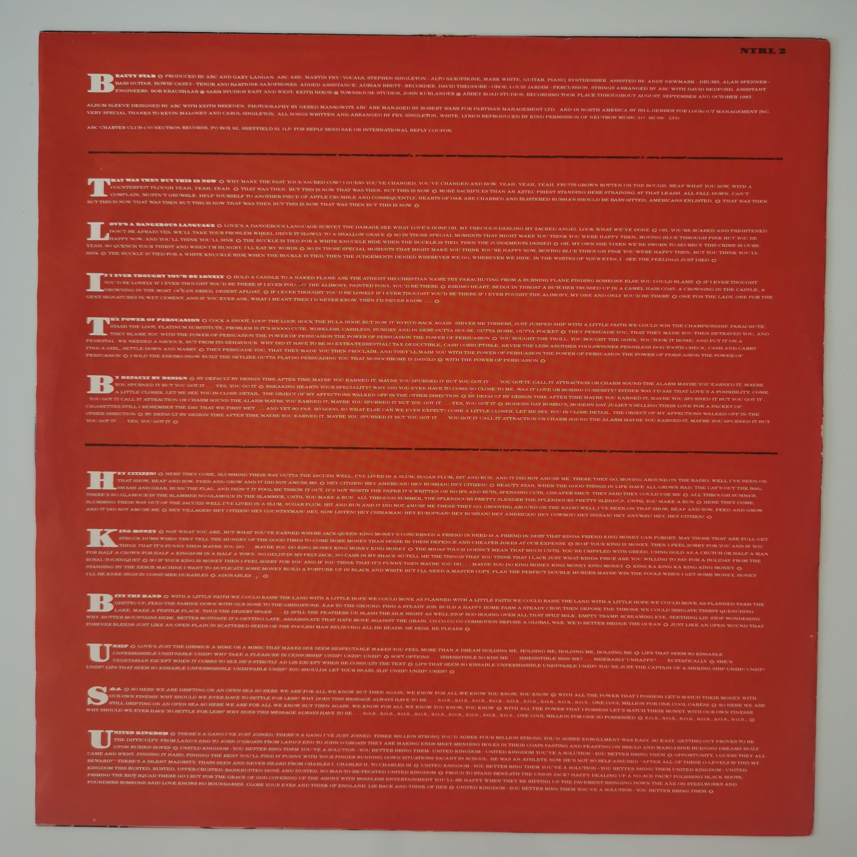 ABC Beauty Stab Vinyl LP Record 1983