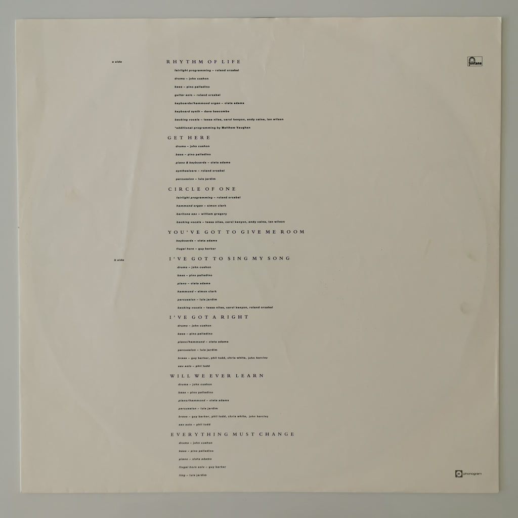 Oleta Adams – Circle Of One Vinyl LP Record 1990