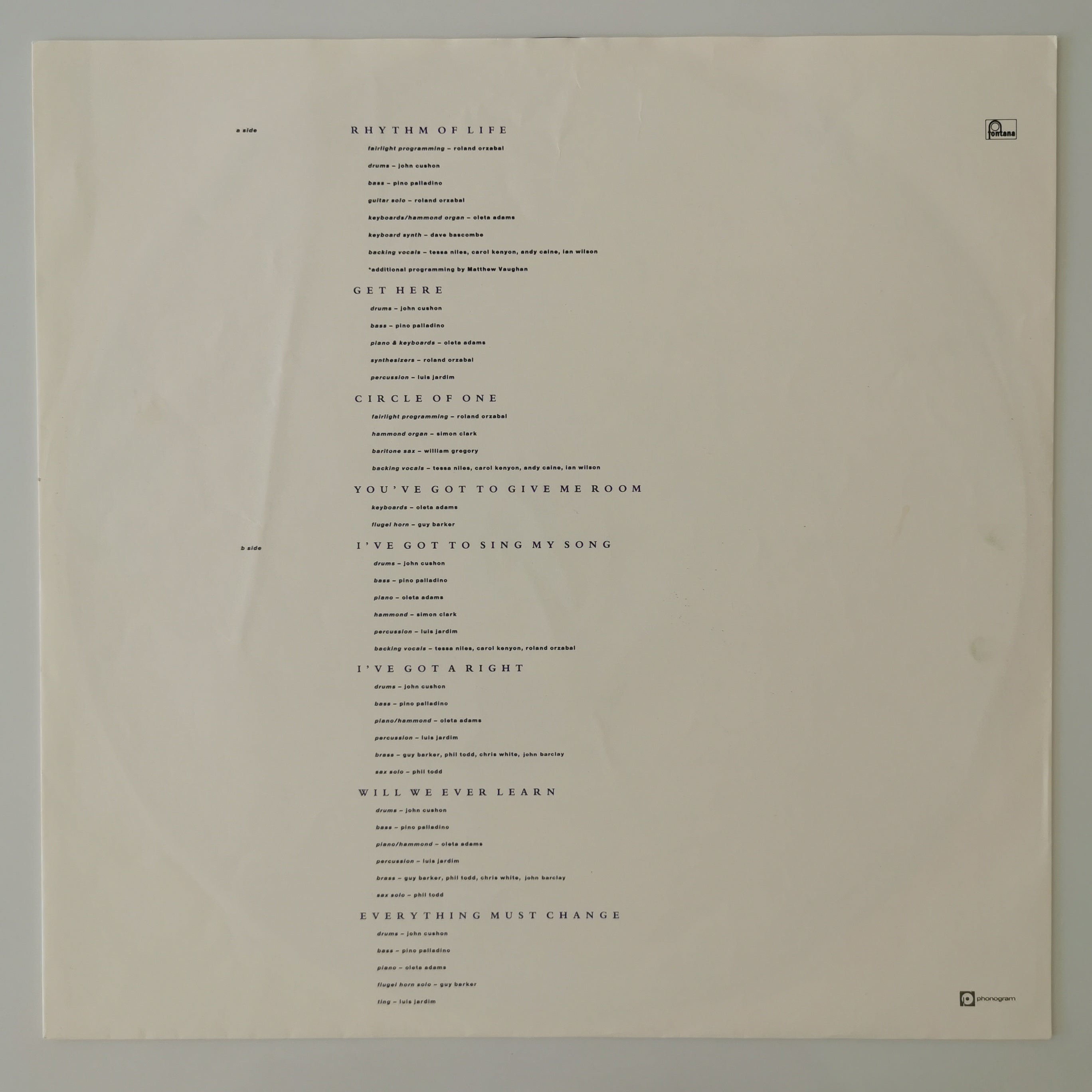 Oleta Adams – Circle Of One Vinyl LP Record 1990