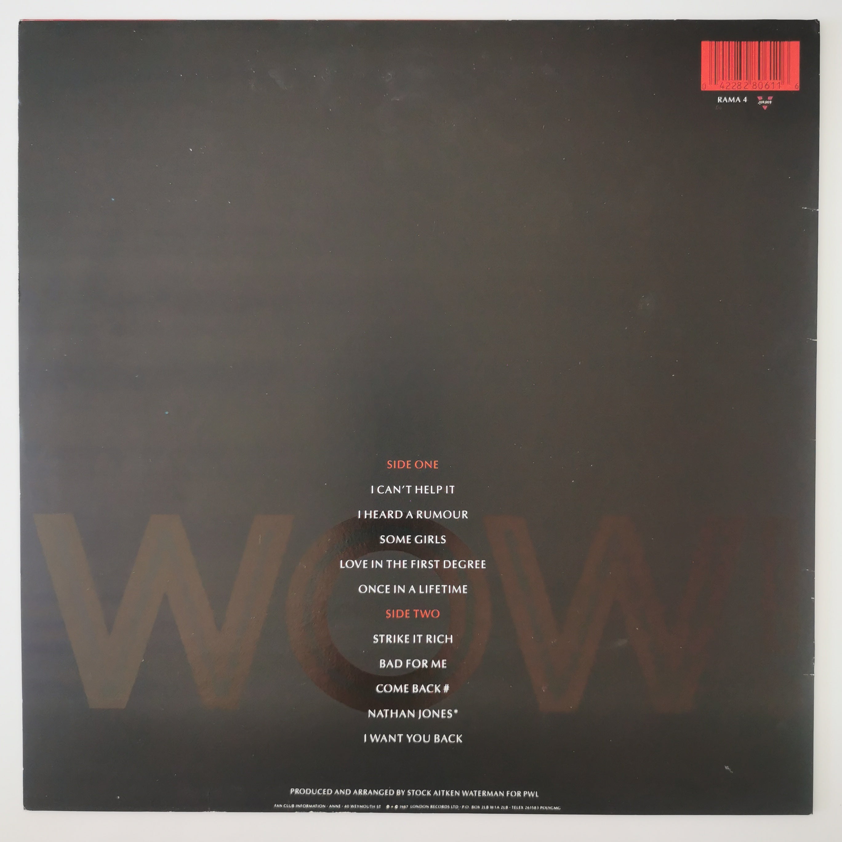 Bananarama – Wow! 1987 Vinyl LP Record