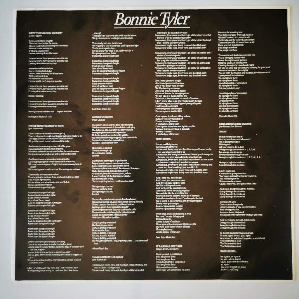 Bonnie Tyler Faster Than The Speed Of Night Vinyl LP