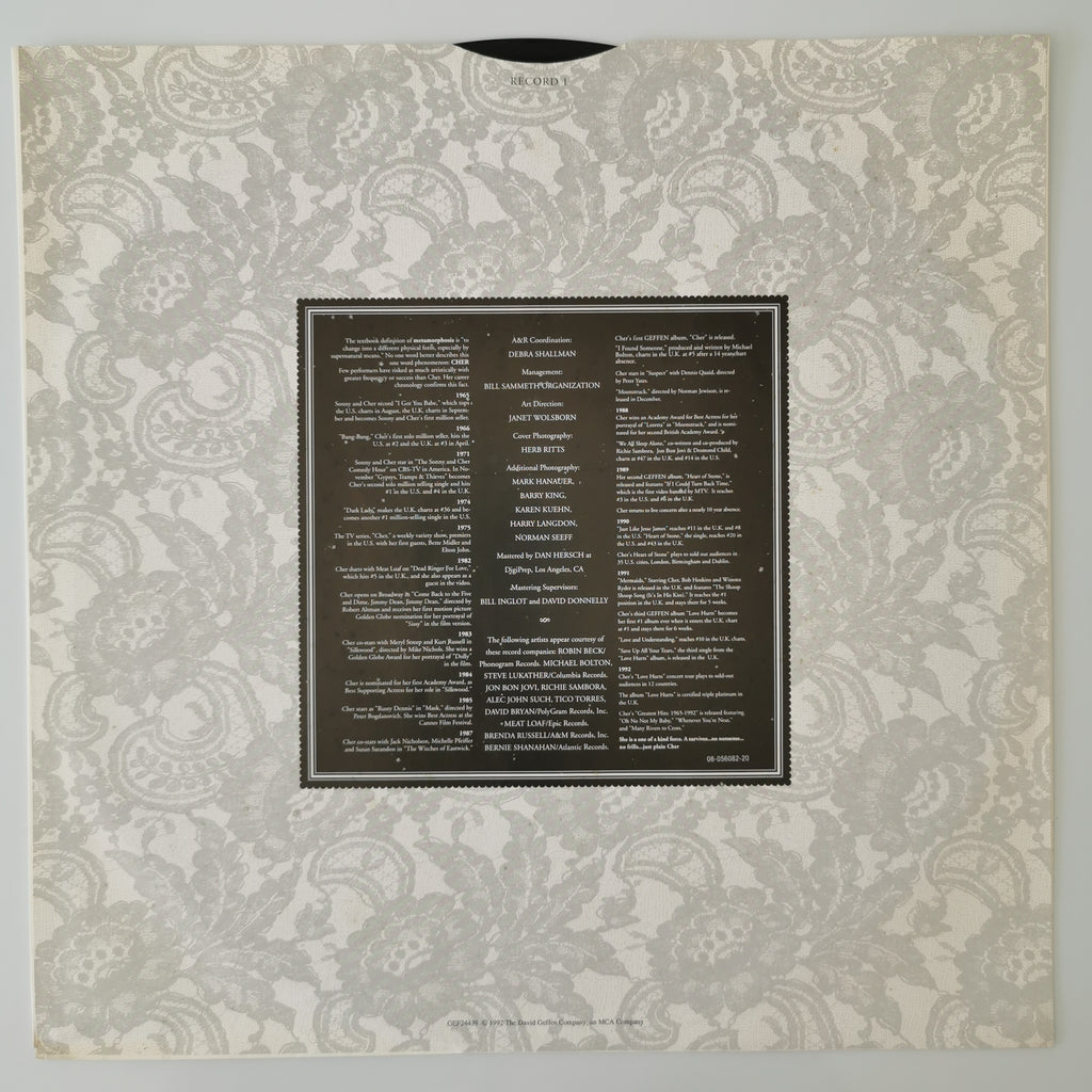 Cher – Cher's Greatest Hits: 1965-1992 Double Vinyl LP