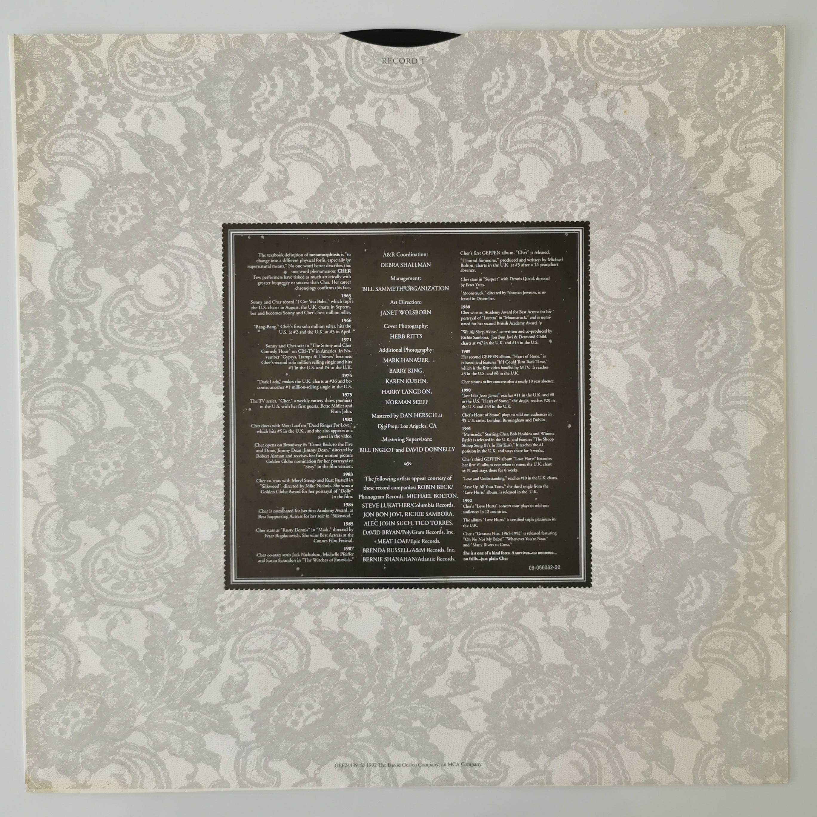 Cher – Cher's Greatest Hits: 1965-1992 Double Vinyl LP