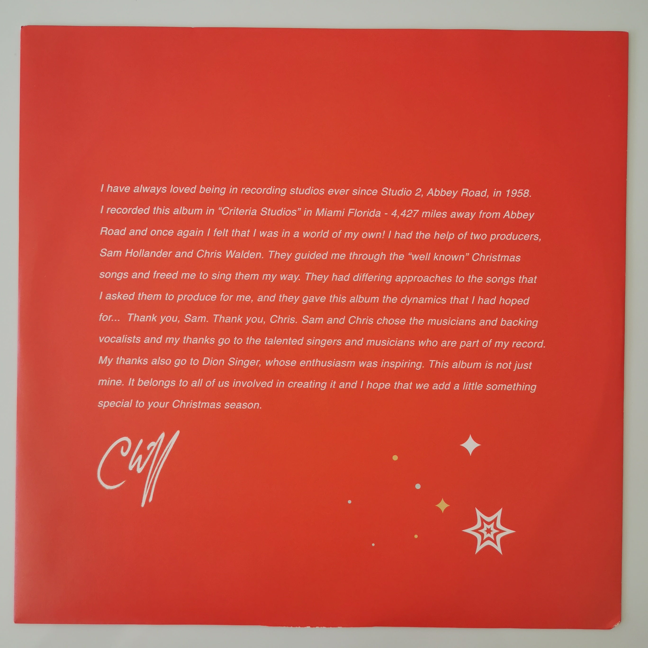 Cliff Richard – Christmas With Cliff White Vinyl LP Record