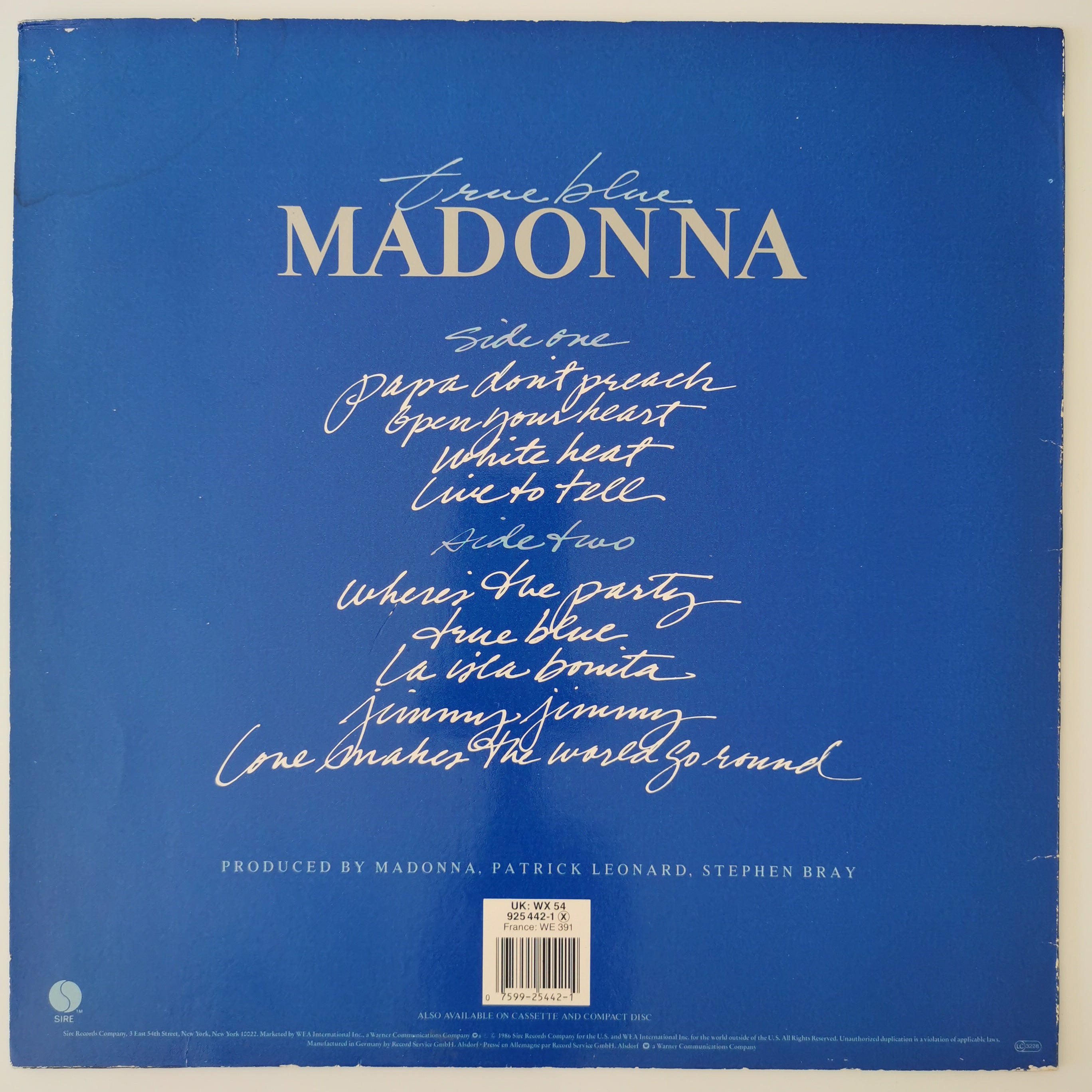 Madonna True Blue UK Vinyl LP Record