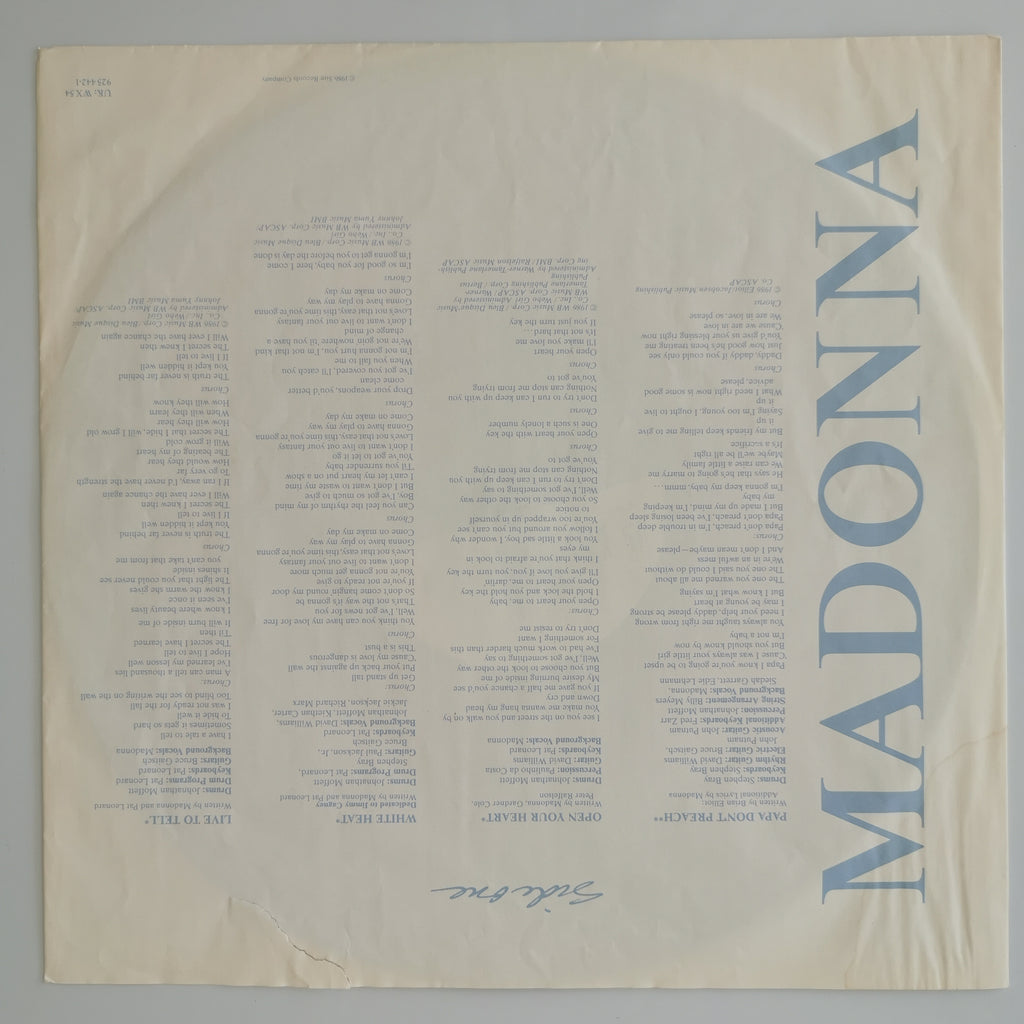 Madonna True Blue UK Vinyl LP Record