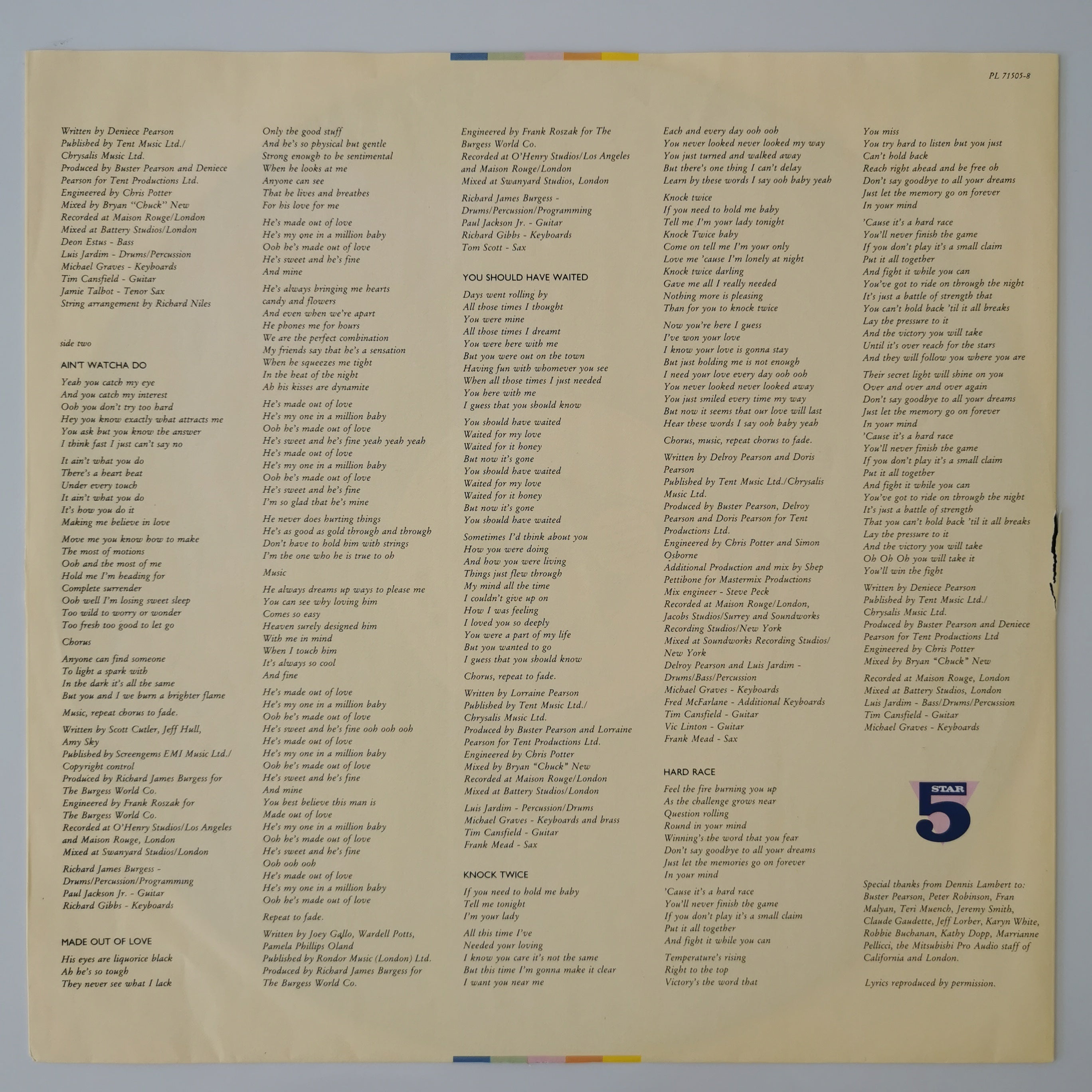 Five Star – Between The Lines Vinyl LP
