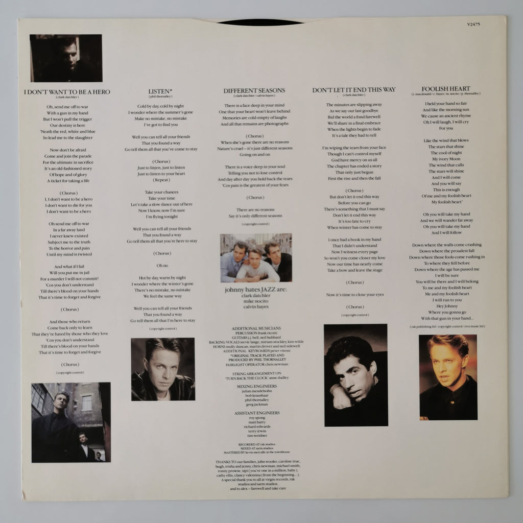 Johnny Hates Jazz Turn Back The Clock Vinyl LP