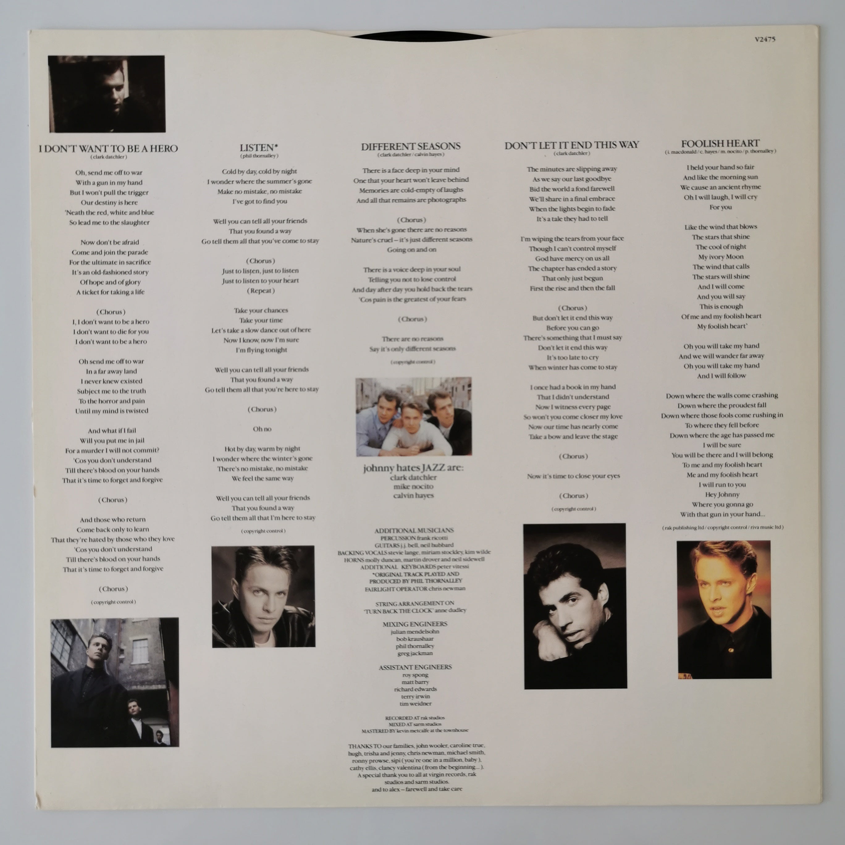 Johnny Hates Jazz Turn Back The Clock Vinyl LP