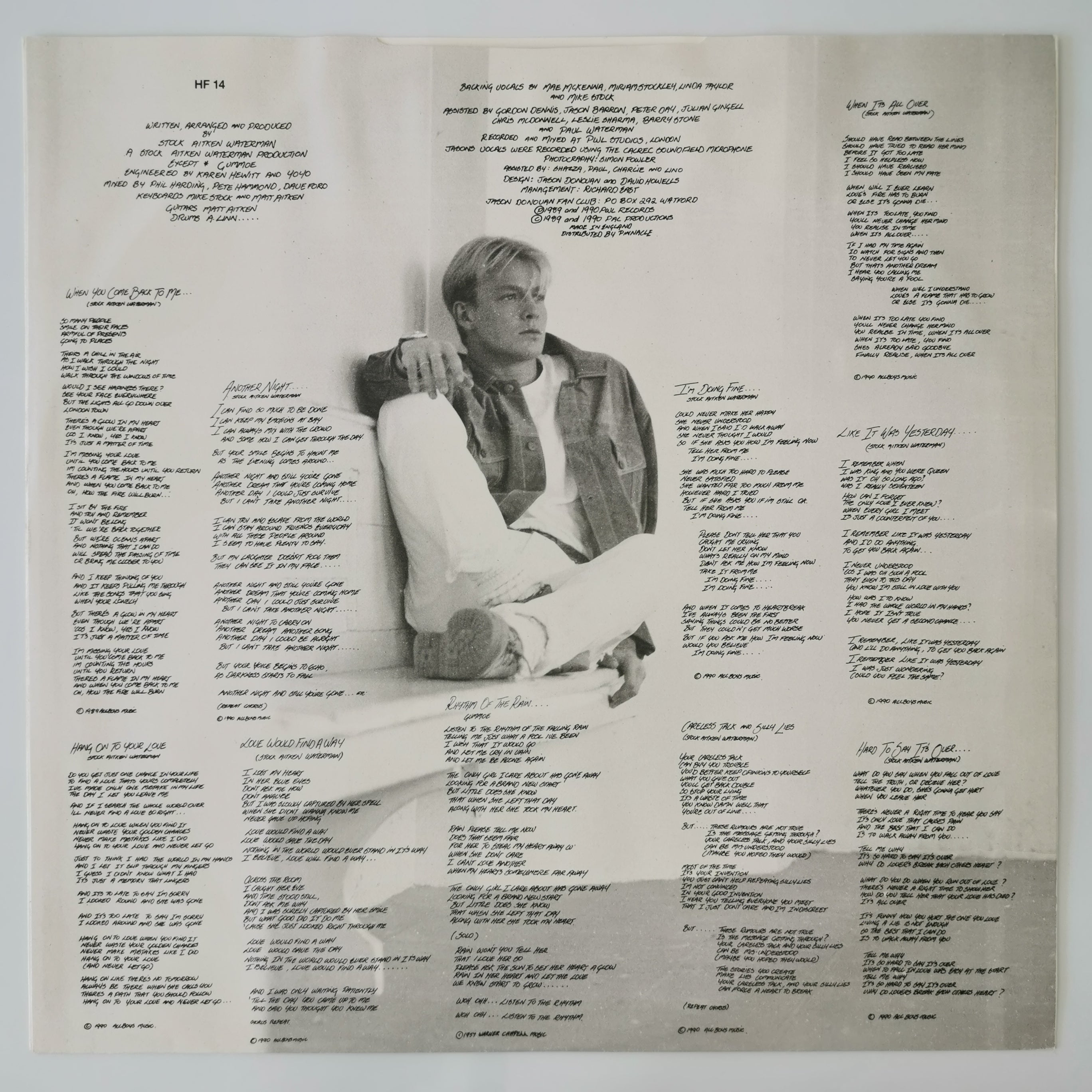 Jason Donovan – Between The Lines Vinyl LP Inc Poster