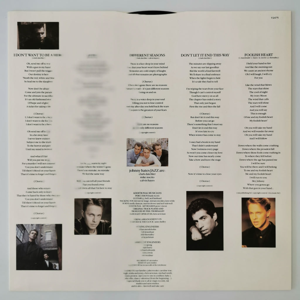 Johnny Hates Jazz Turn Back The Clock Vinyl LP