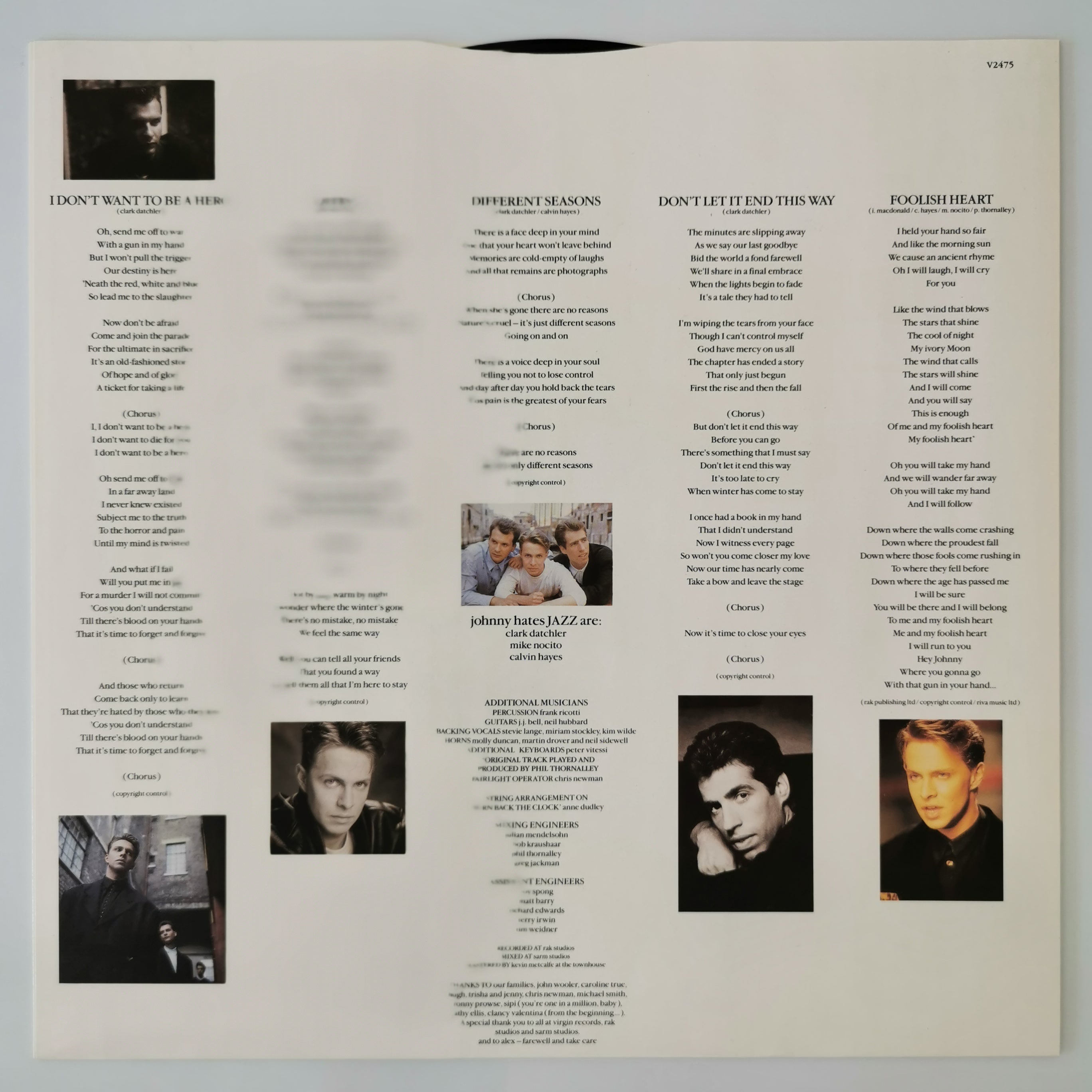 Johnny Hates Jazz Turn Back The Clock Vinyl LP
