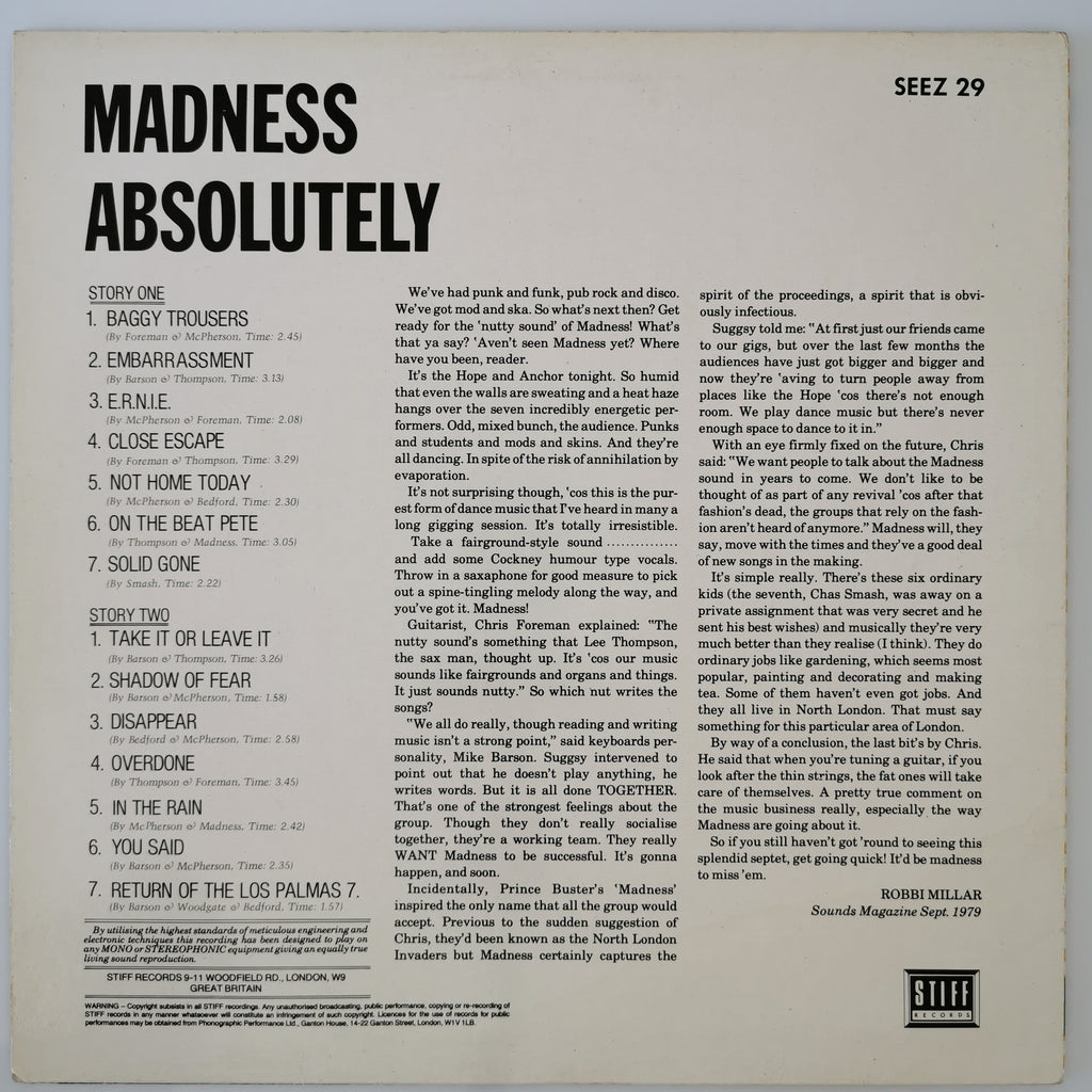 Madness – Absolutely Vinyl LP Record