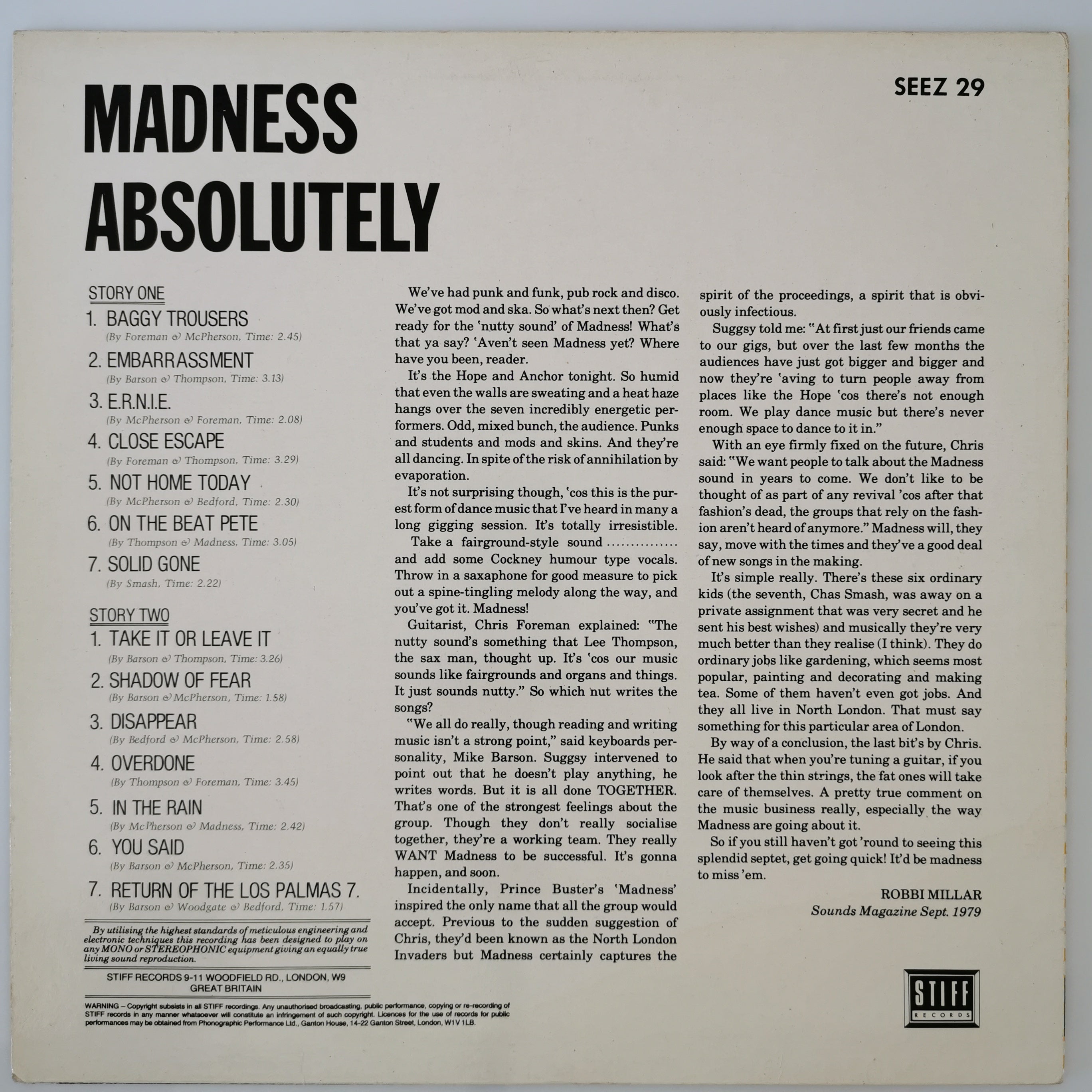 Madness – Absolutely Vinyl LP Record