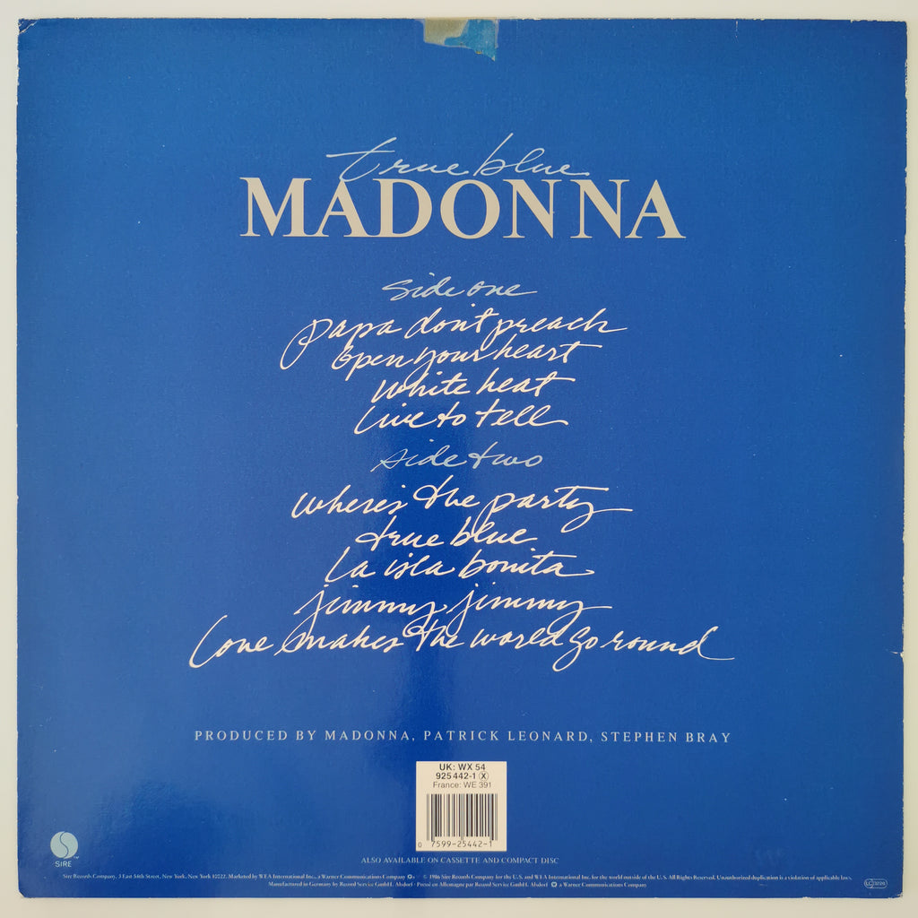 Madonna True Blue Vinyl LP 1986