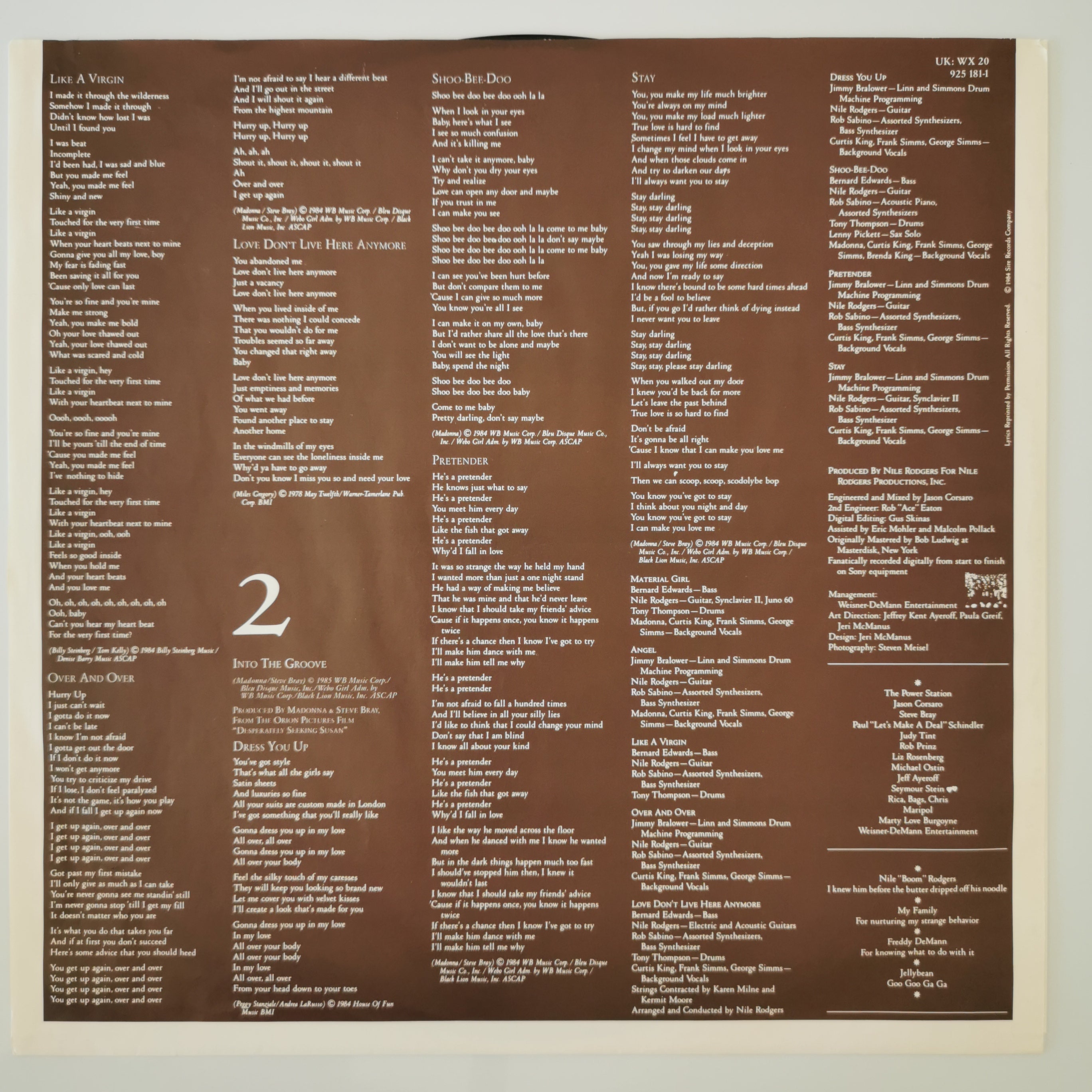 Madonna – Like A Virgin Vinyl LP 1984
