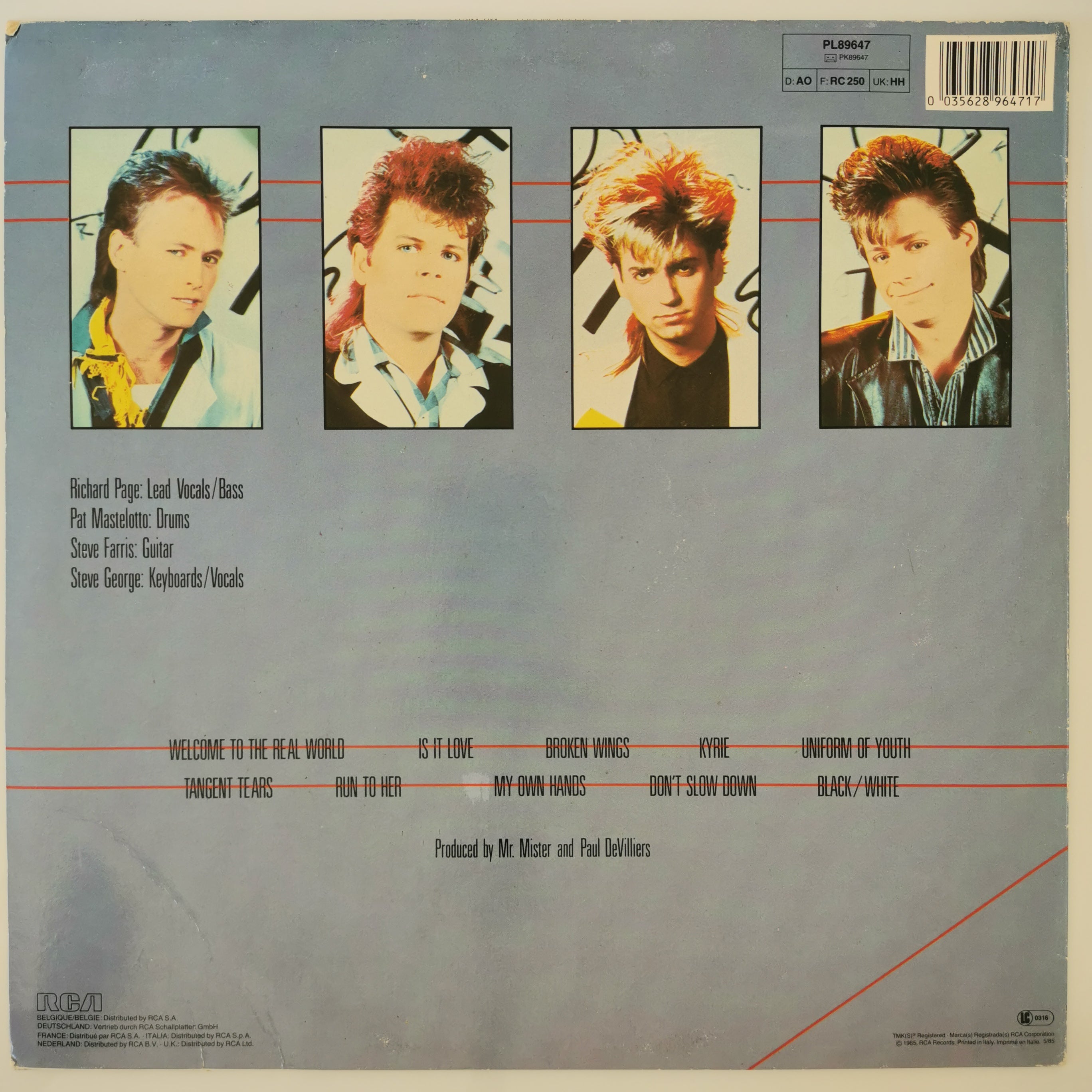 Mr. Mister – Welcome To The Real World Vinyl LP