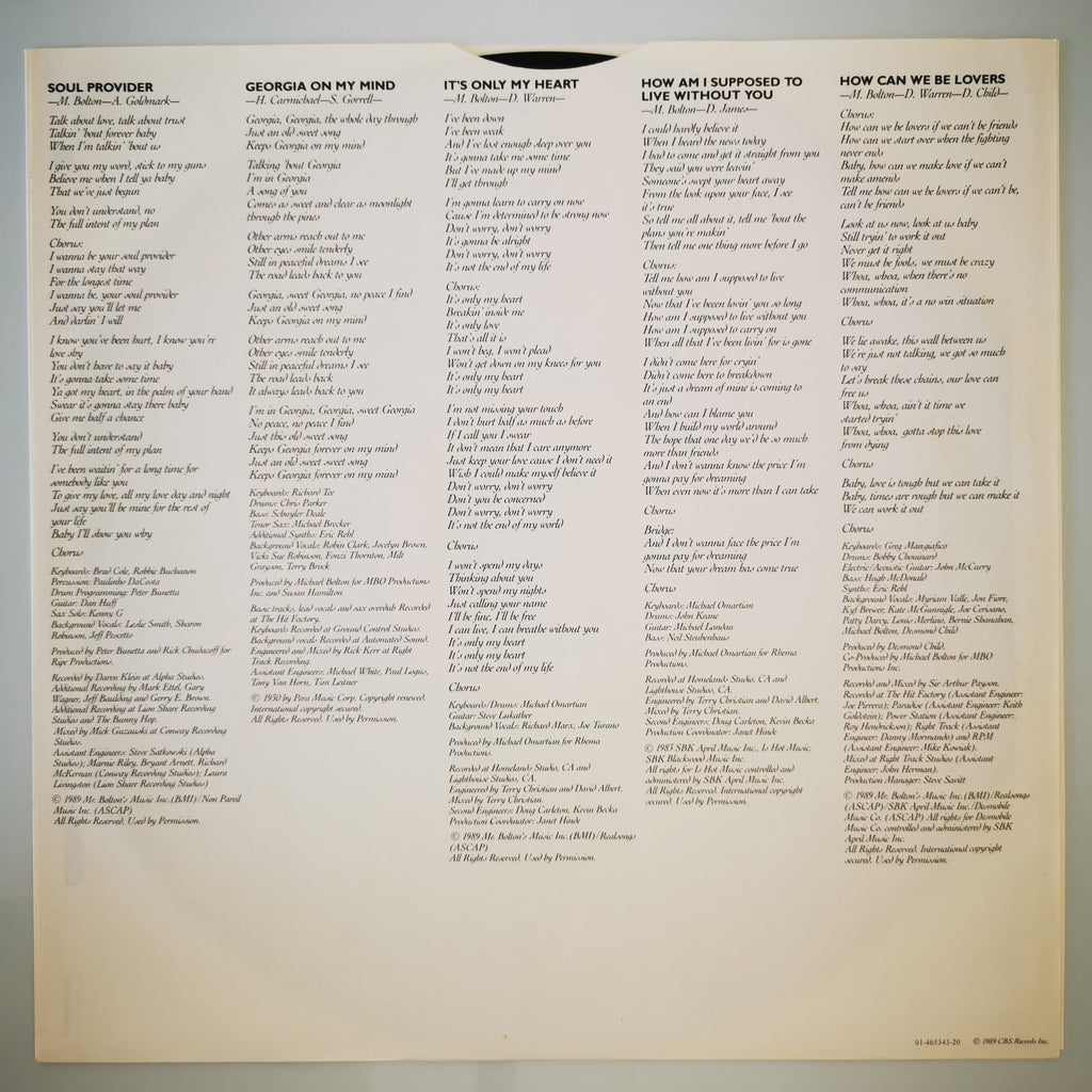 Michael Bolton Soul Provider Vinyl LP