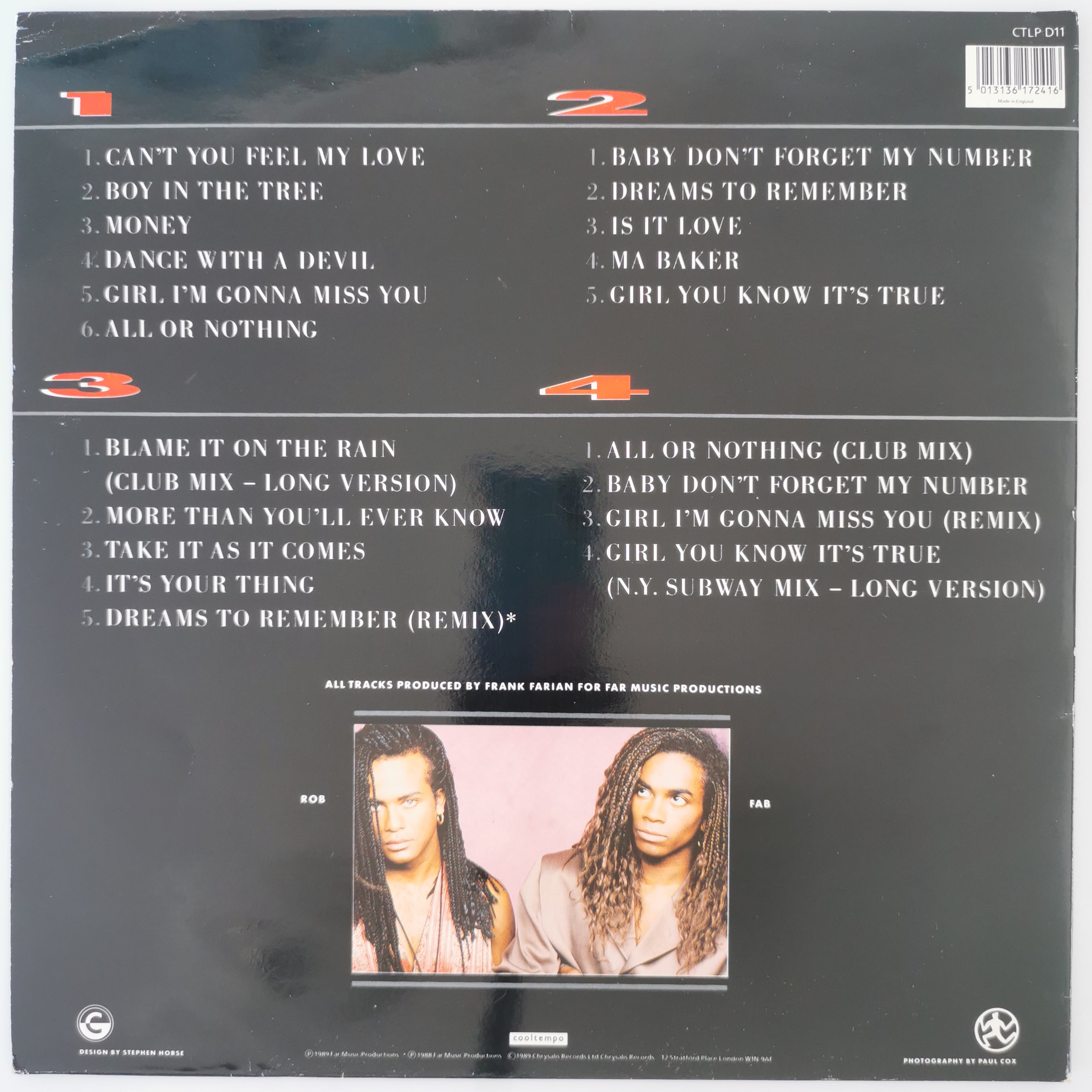Milli Vanilli 2 x 2 (Two x Two) Double Vinyl LP
