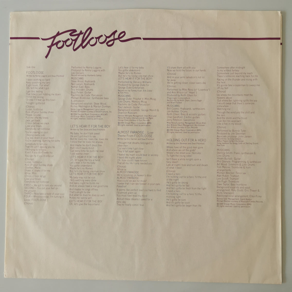 Various Artists – Footloose (1984) Vinyl LP Record