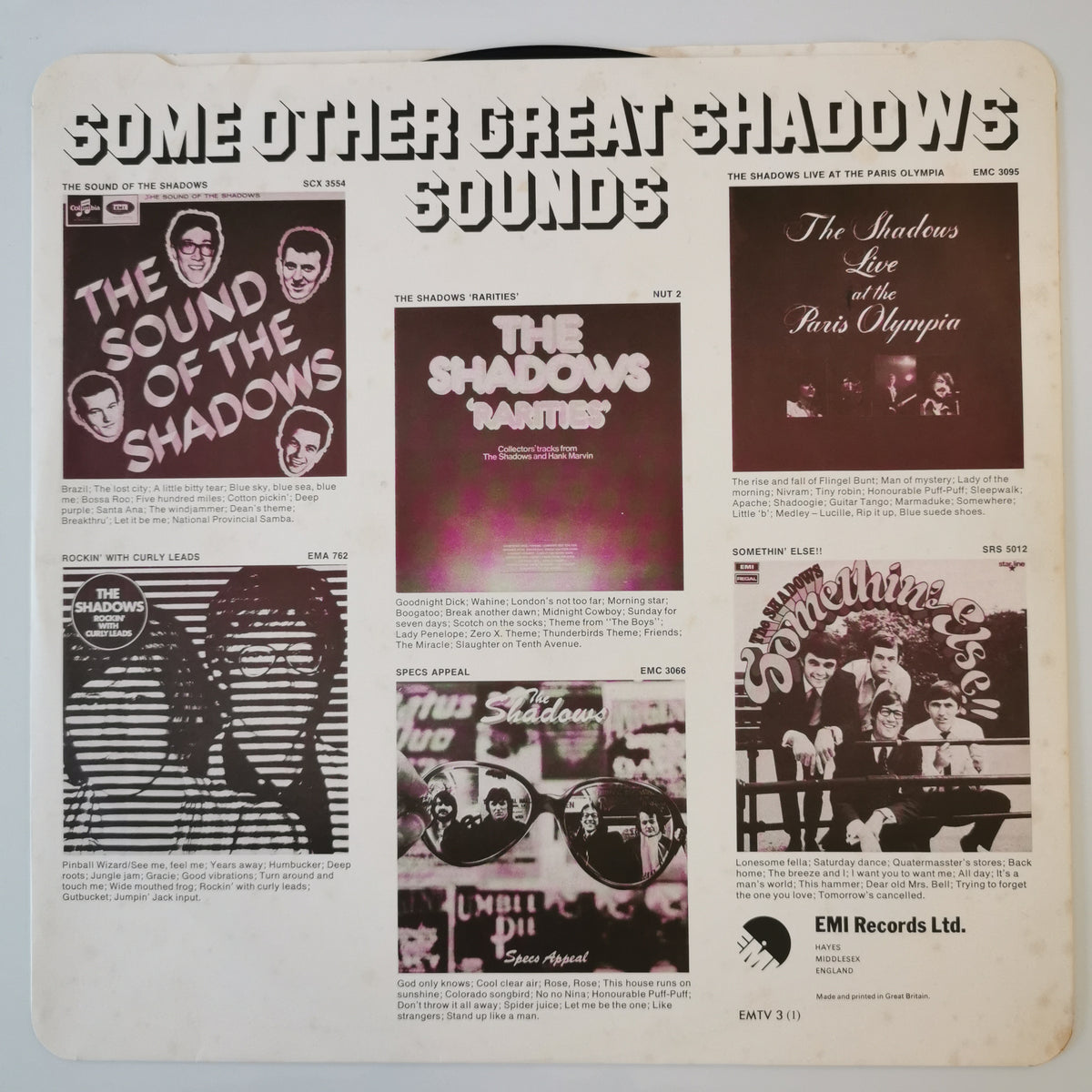 The Shadows – 20 Golden Greats (1977) Vinyl LP Record