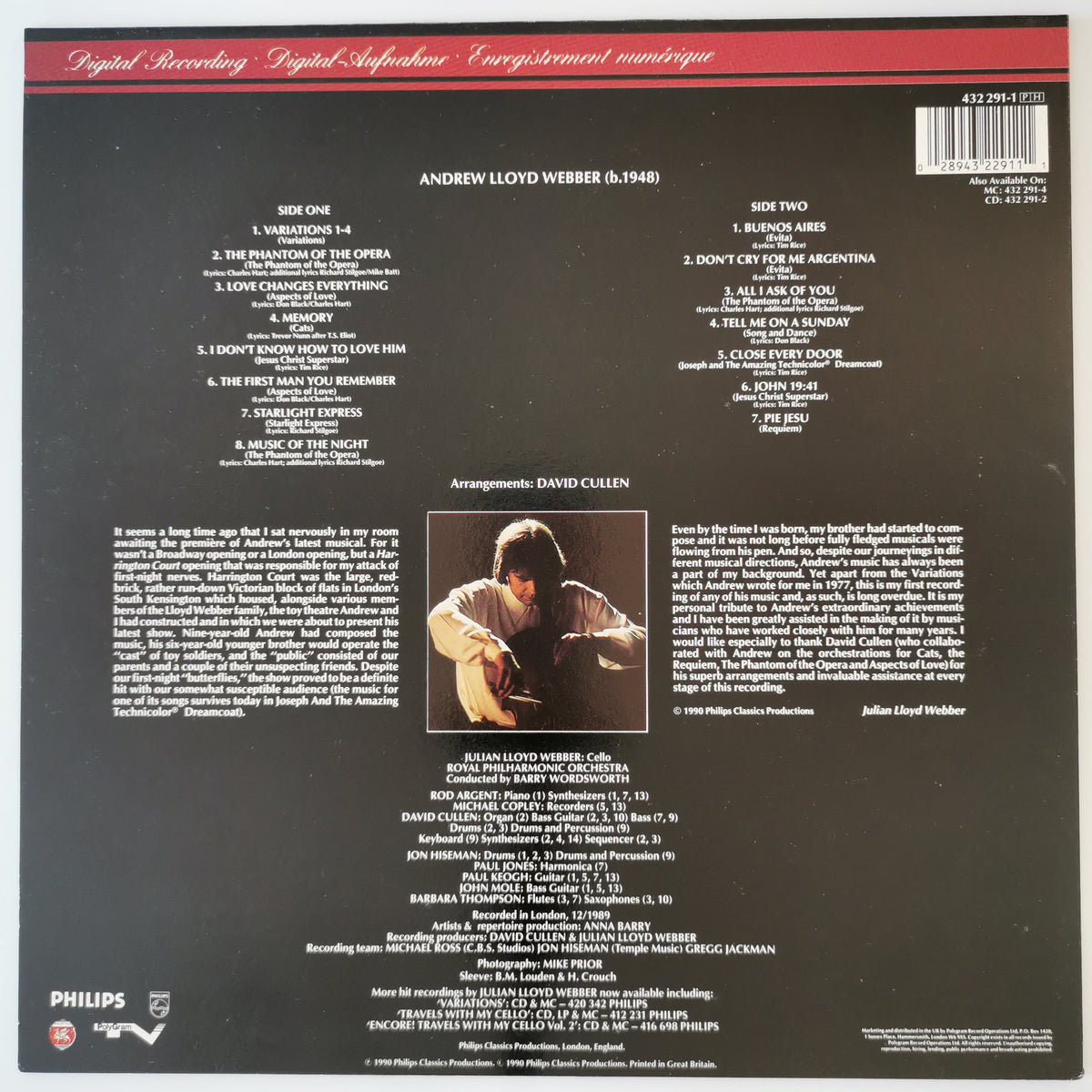 Julian Lloyd Webber – Lloyd Webber Plays Lloyd Webber Vinyl LP Record