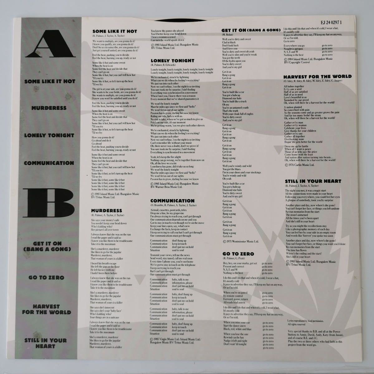 The Power Station – The Power Station (1985) Vinyl LP Record