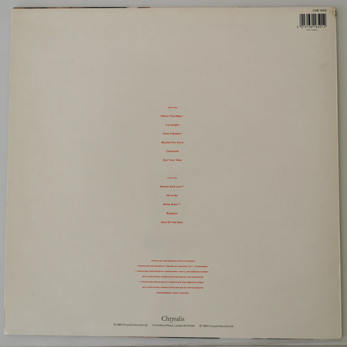 Deborah Harry – Def, Dumb & Blonde (1989) Vinyl LP Record