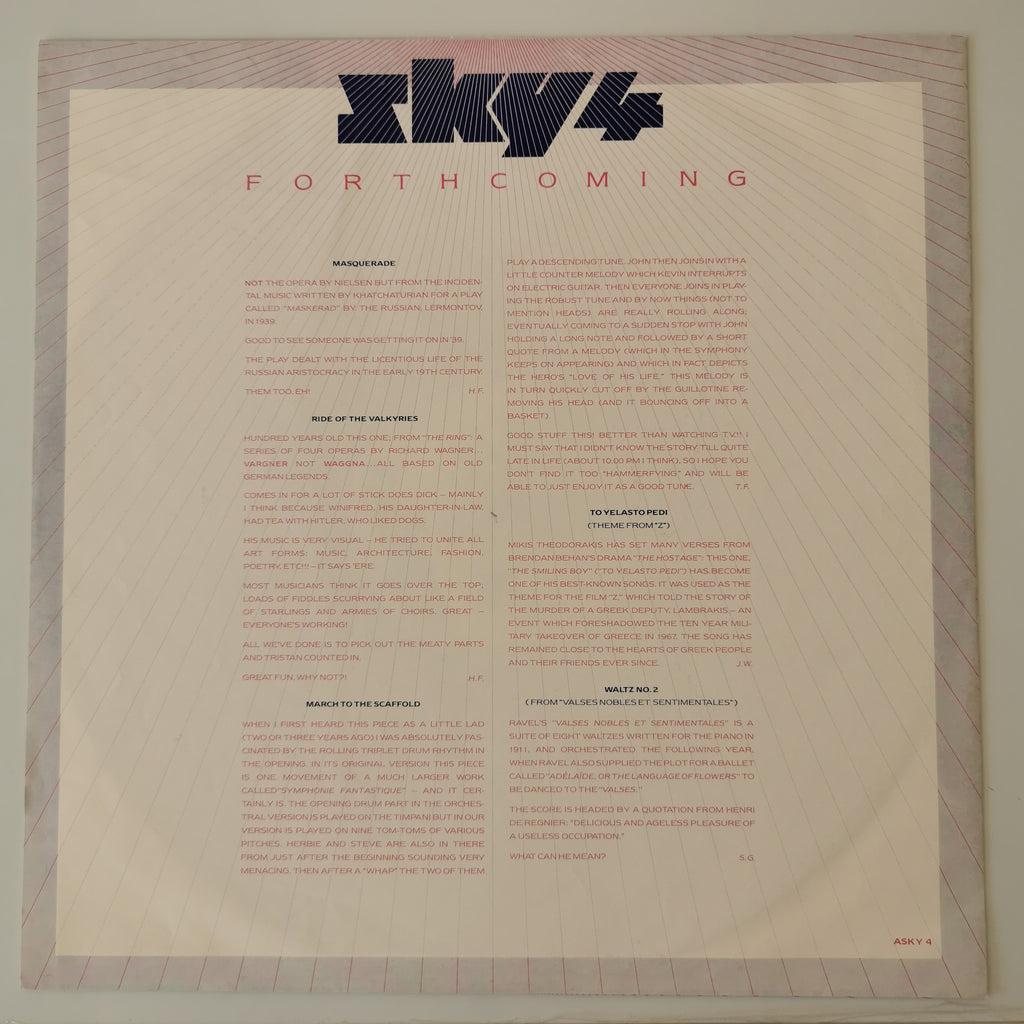 Sky – Sky 4: Forthcoming (1982) Vinyl LP Record