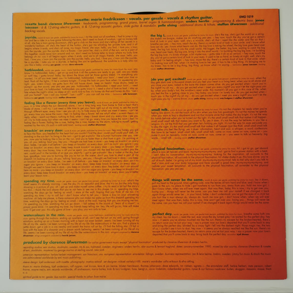 Roxette – Joyride (1991) Vinyl LP Record