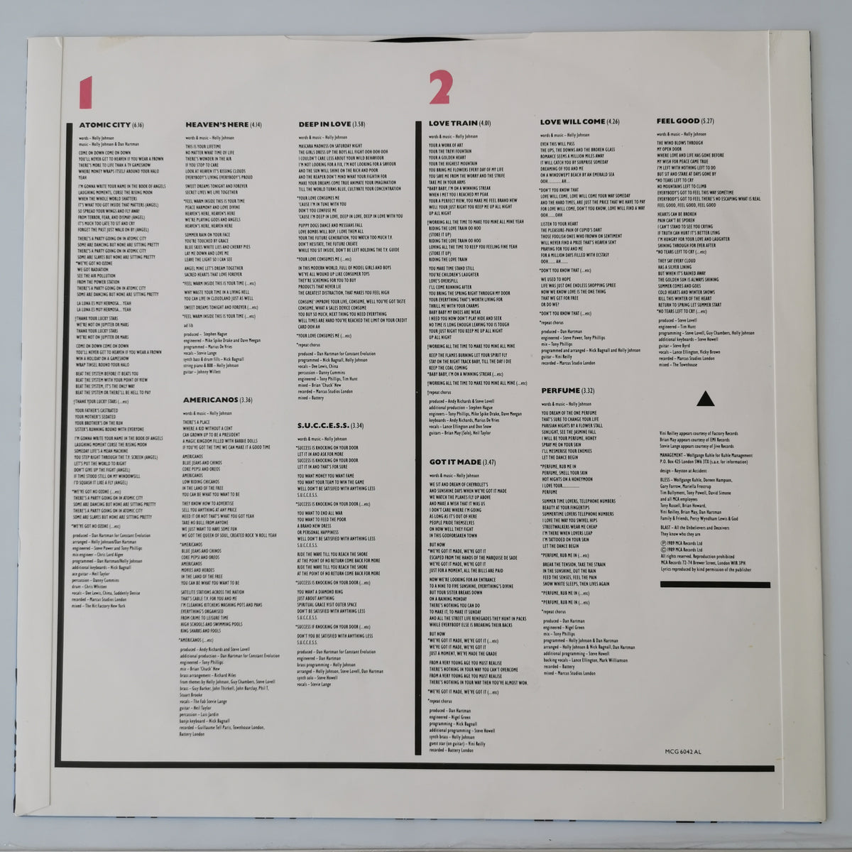 Holly Johnson – Blast (1989) Vinyl LP Record