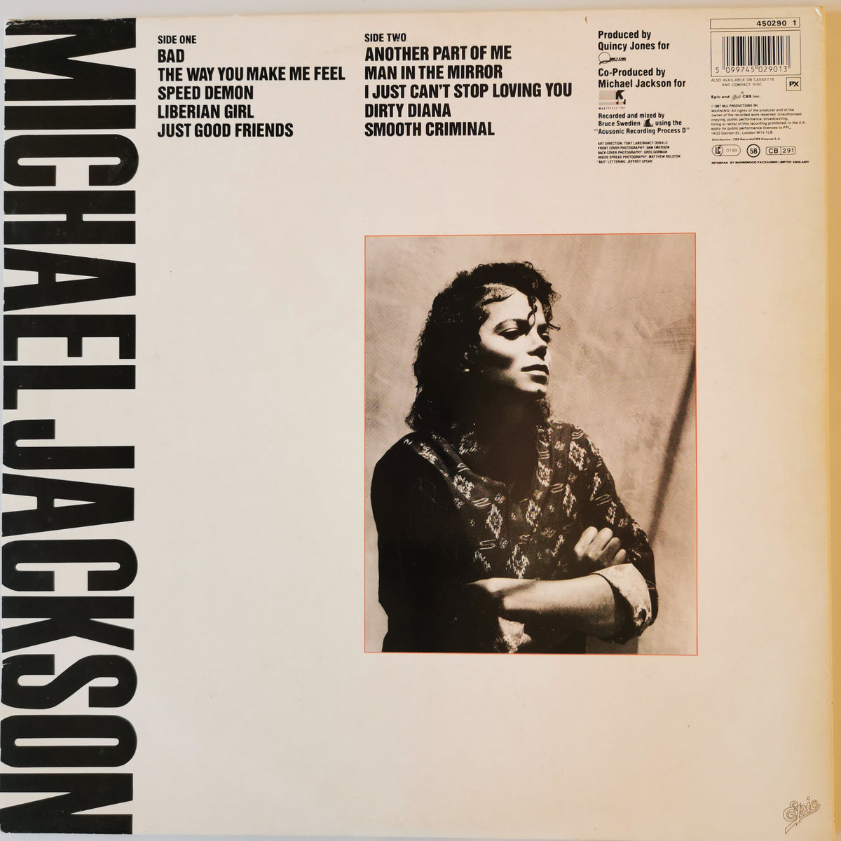 Michael Jackson – Bad (1987) Vinyl LP Record