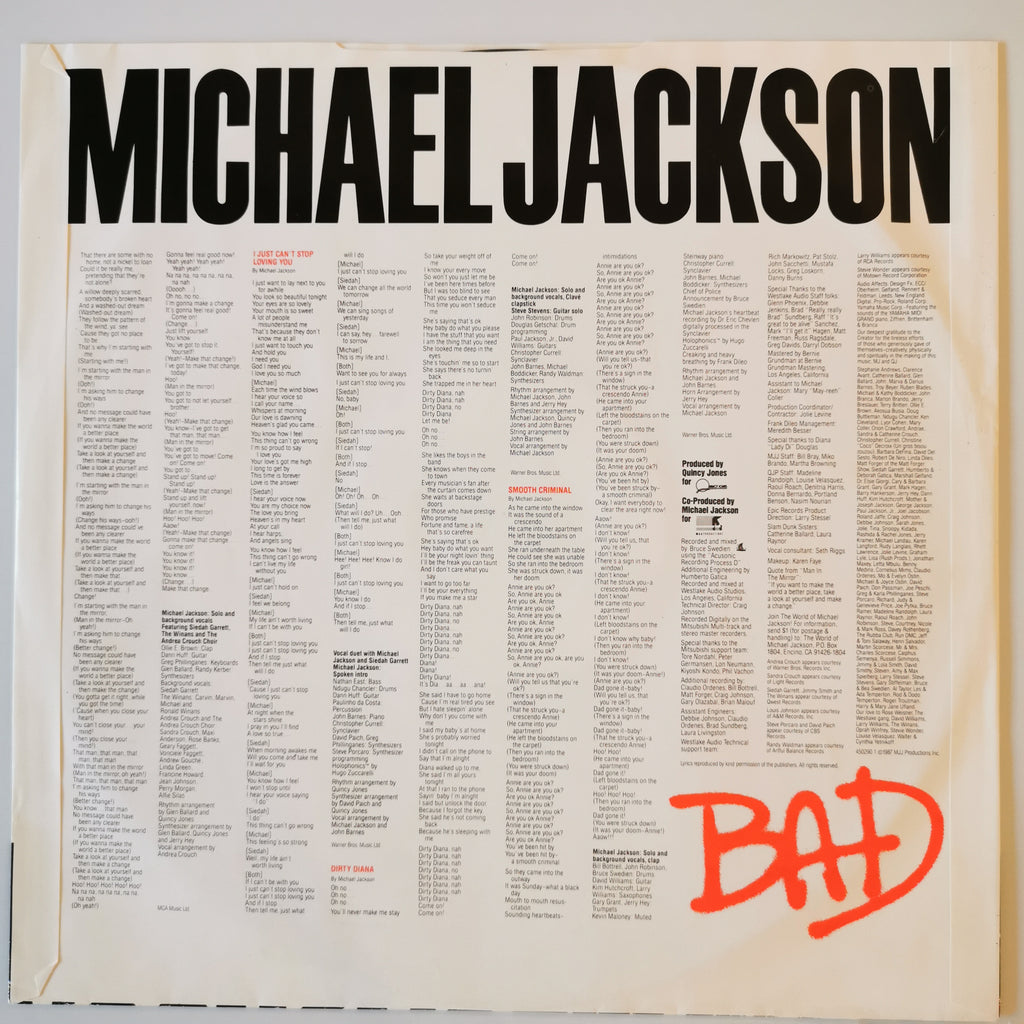 Michael Jackson – Bad (1987) Vinyl LP Record