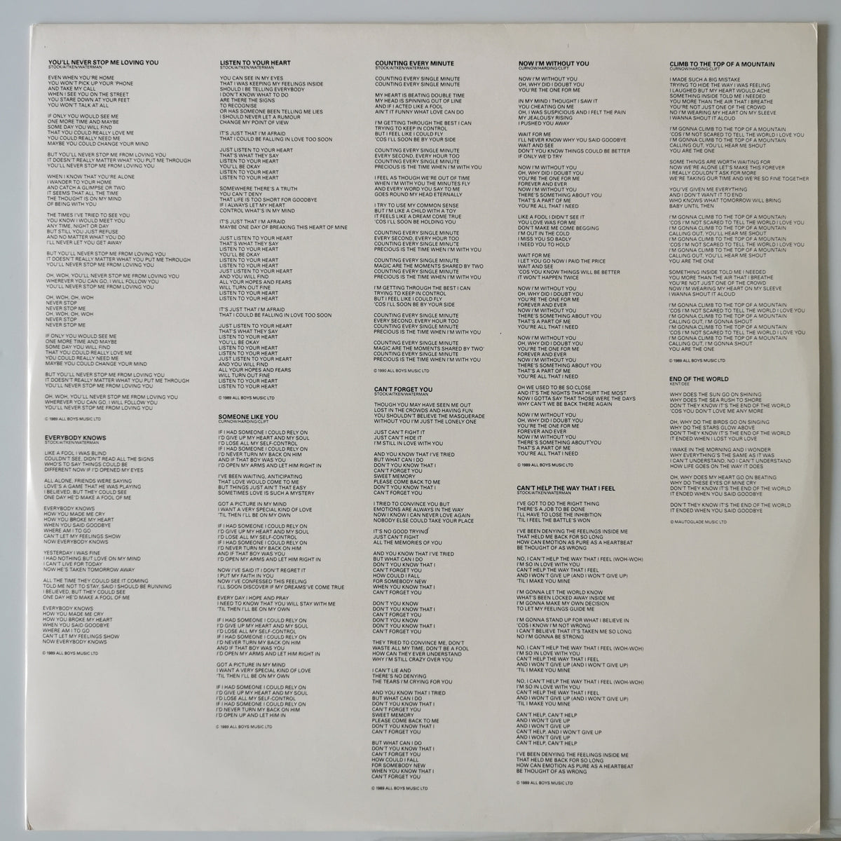 Sonia – Everybody Knows (1990) Vinyl LP Record