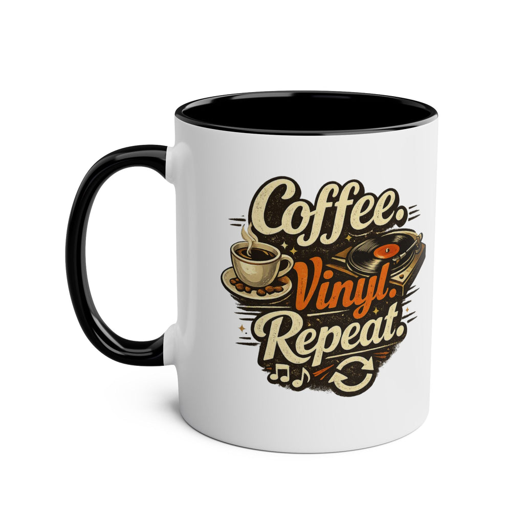 Coffee Vinyl Repeat Black 11oz Mug