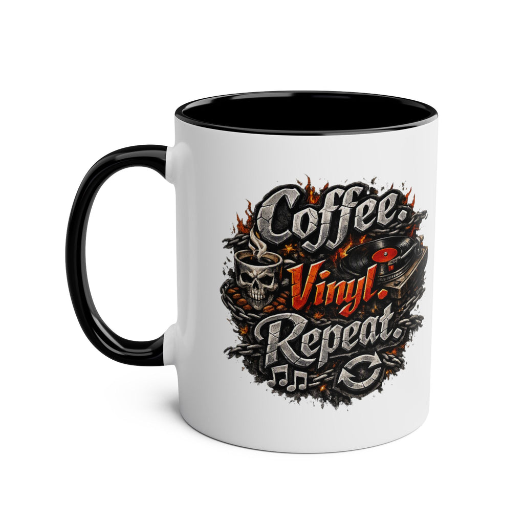 Coffee Vinyl Repeat Metal Design Black 11oz Mug