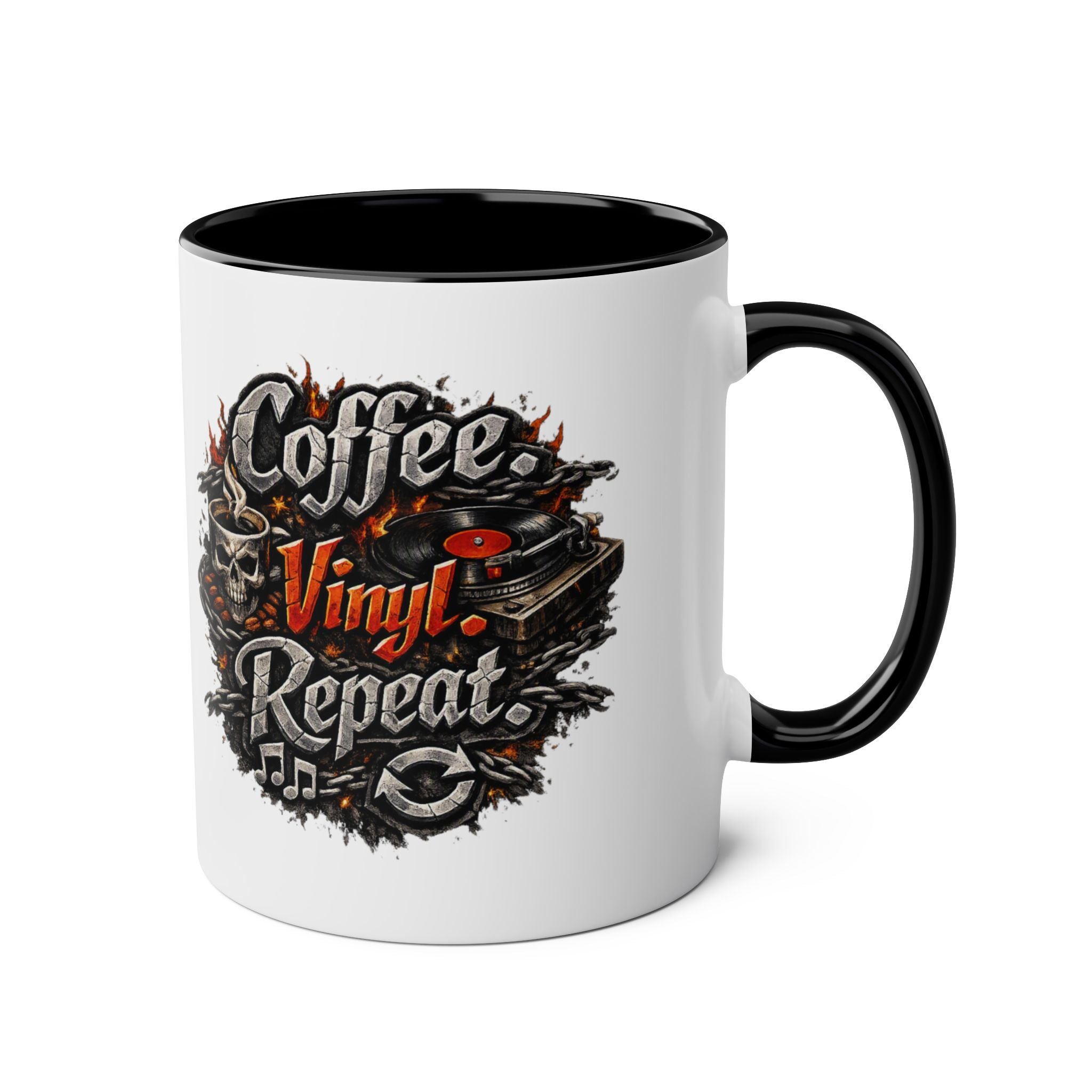 Coffee Vinyl Repeat Metal Design Black 11oz Mug