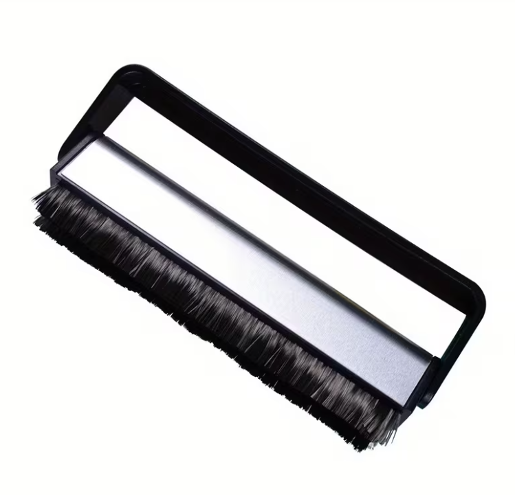 Silver Anti Static Carbon Vinyl Record Brush Open